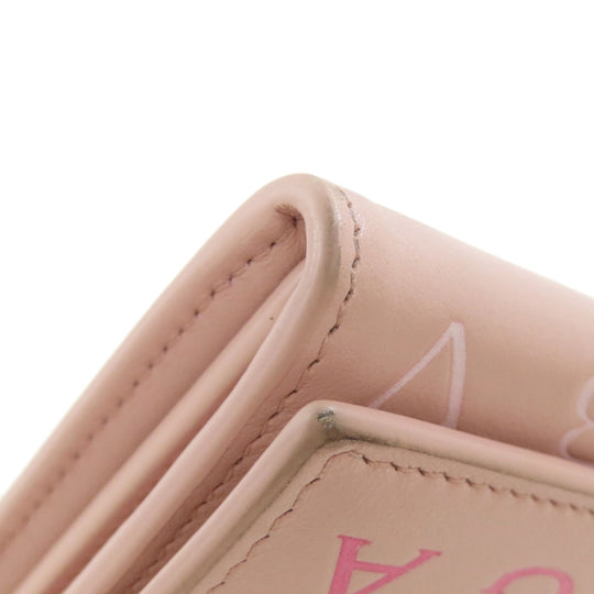 BVLGARI Long Wallet Purse leather pink Logo mania Women Used Authentic