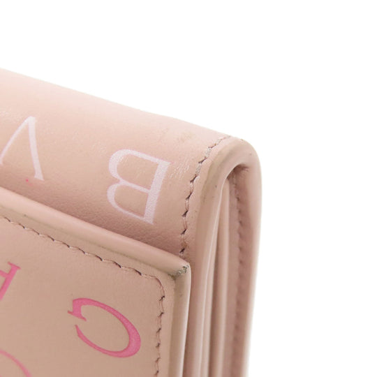 BVLGARI Long Wallet Purse leather pink Logo mania Women Used Authentic