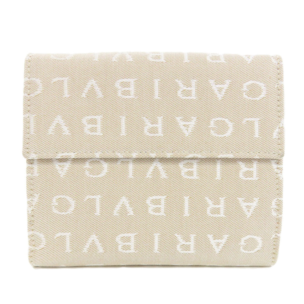 BVLGARI Bifold Wallet canvas beige Logomania Bvlgari Bvlgari Women Used Authentic