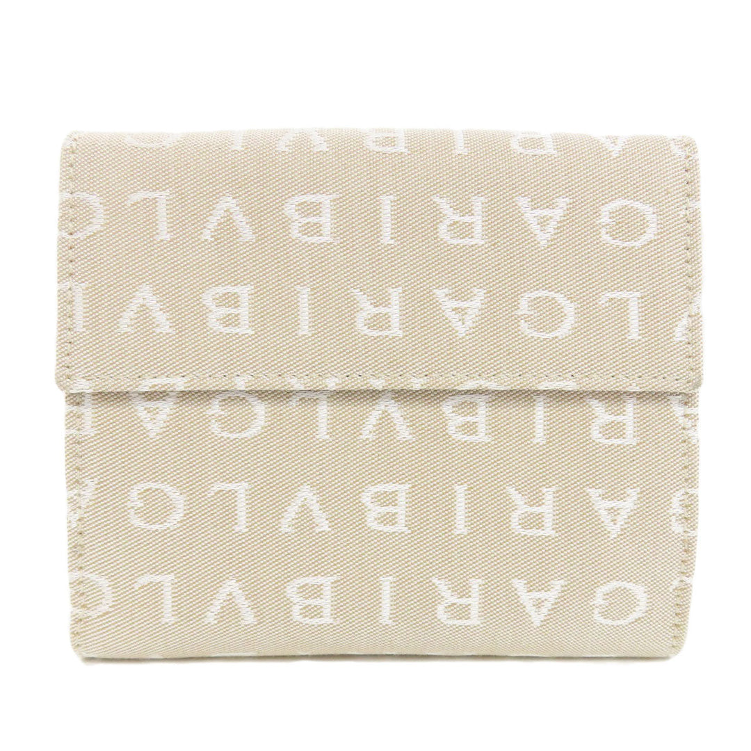 BVLGARI Bifold Wallet canvas beige Logomania Bvlgari Bvlgari Women Used Authentic
