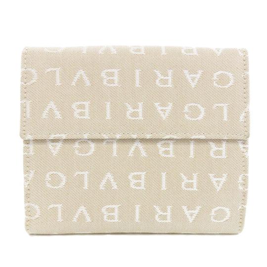 BVLGARI Bifold Wallet canvas beige Logomania Bvlgari Bvlgari Women Used Authentic