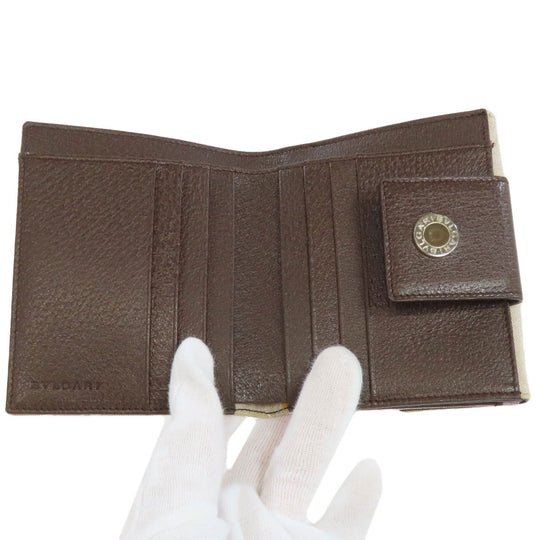 BVLGARI Bifold Wallet canvas beige Logomania Bvlgari Bvlgari Women Used Authentic