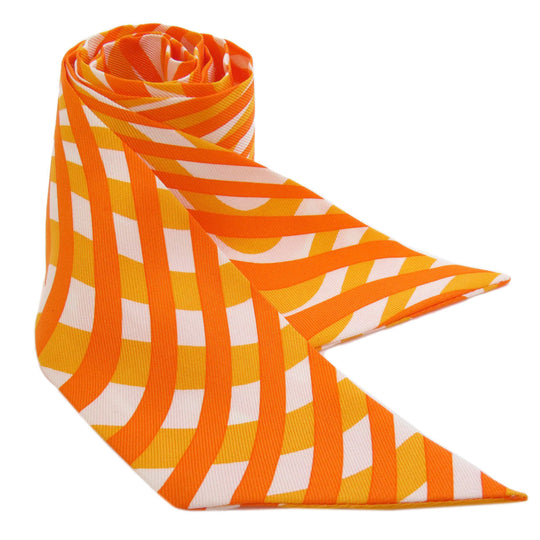 HERMES scarf silk Orange Twilly Women Used Authentic