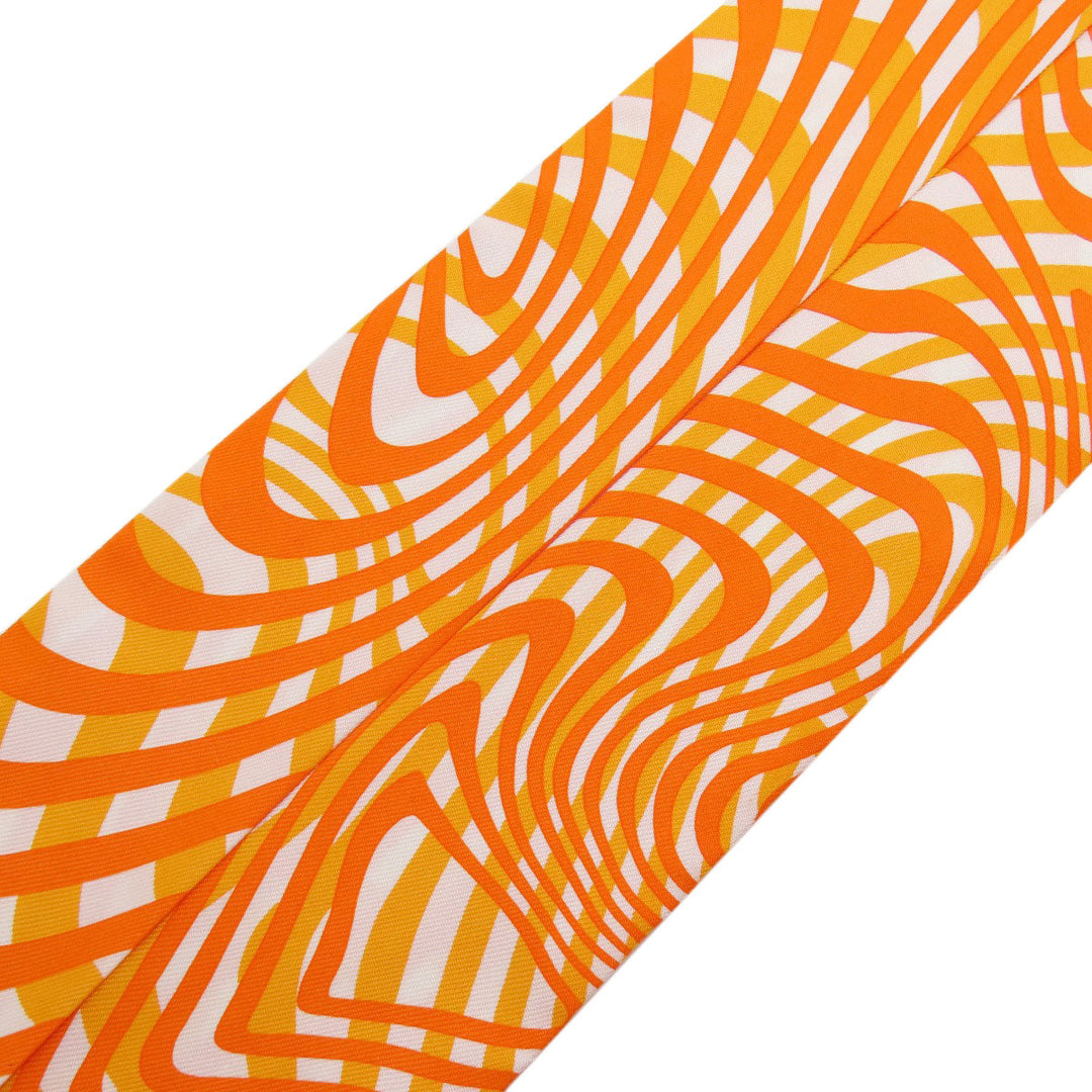 HERMES scarf silk Orange Twilly Women Used Authentic