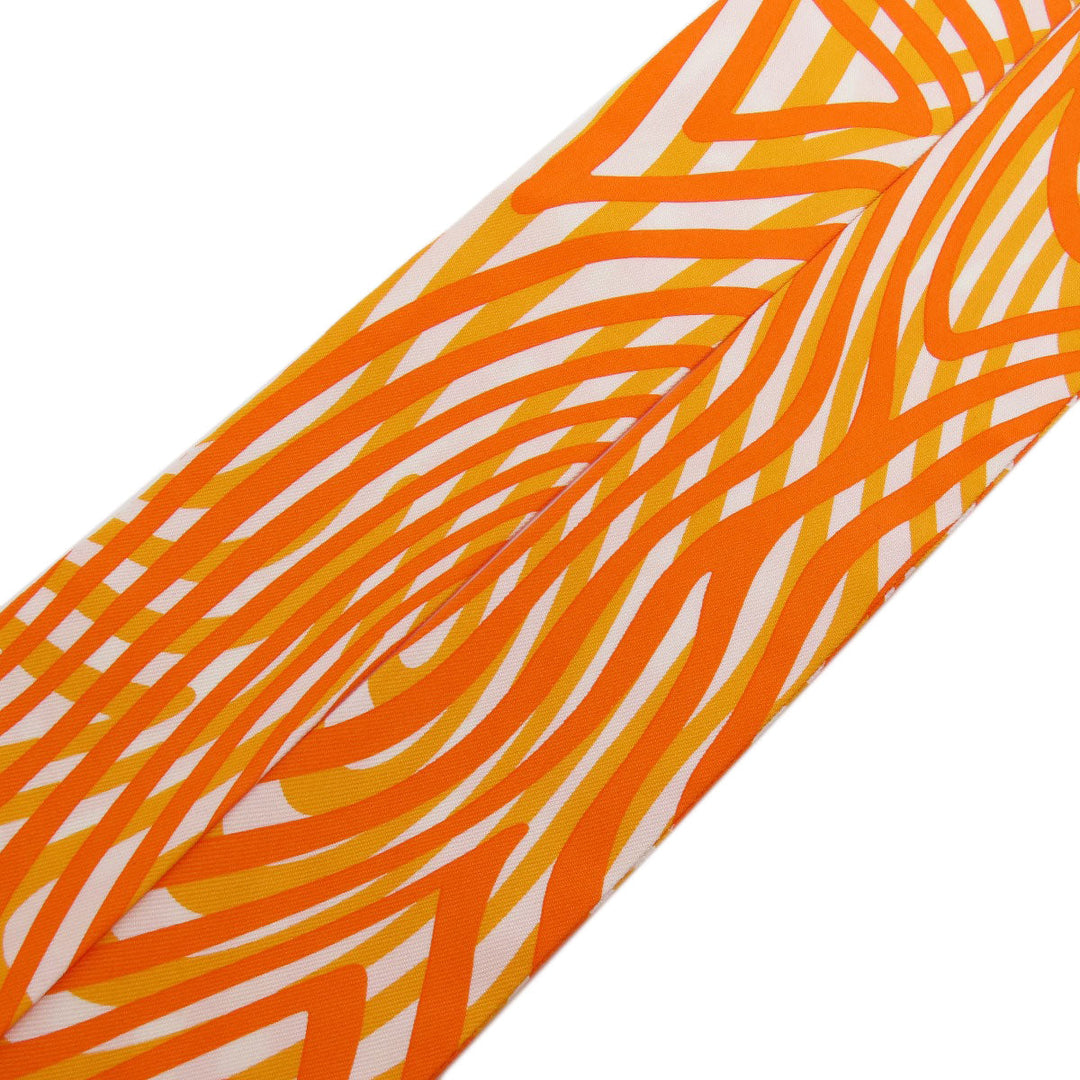 HERMES scarf silk Orange Twilly Women Used Authentic