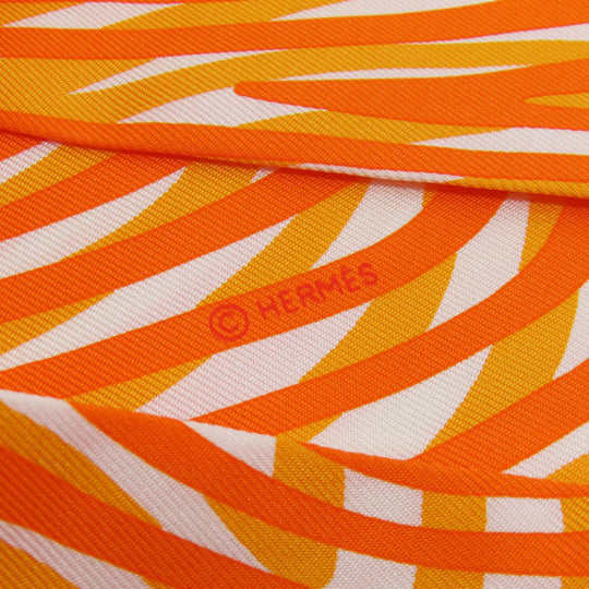 HERMES scarf silk Orange Twilly Women Used Authentic