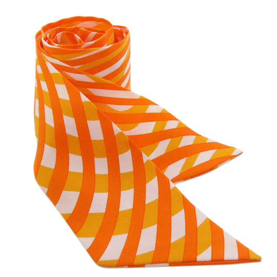 HERMES scarf silk Orange Twilly Women Used Authentic