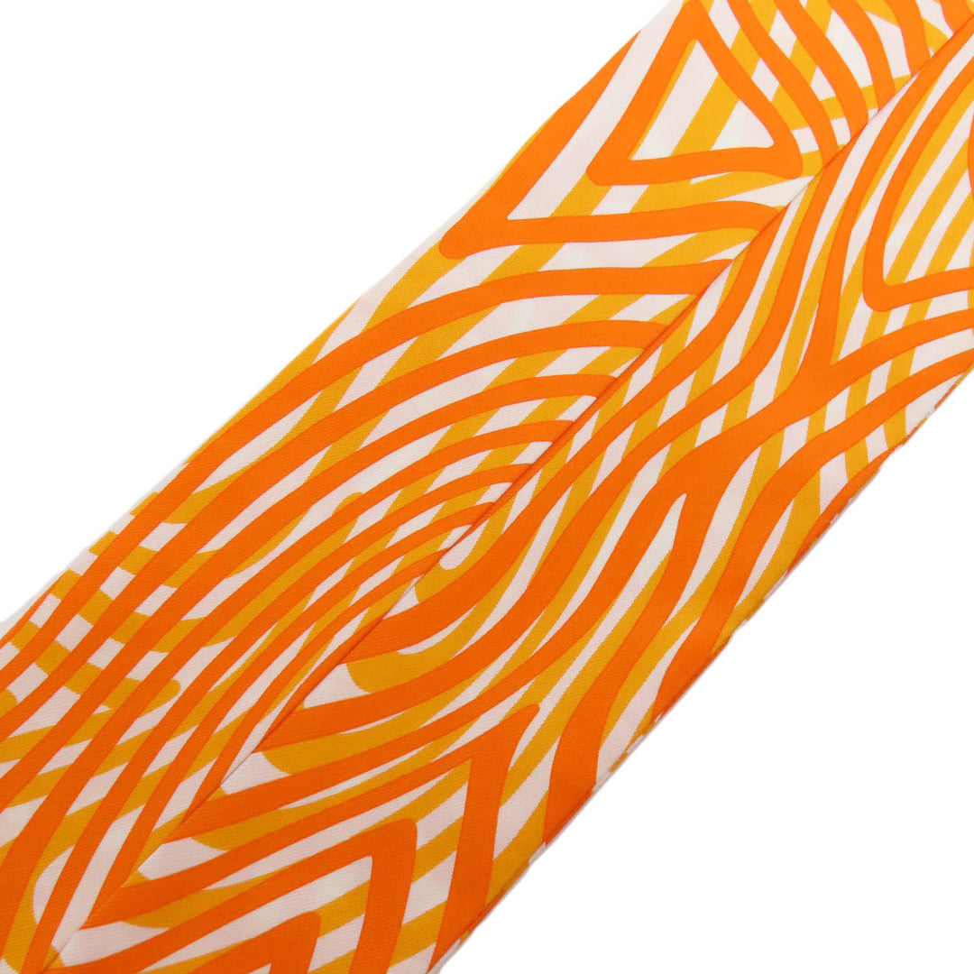 HERMES scarf silk Orange Twilly Women Used Authentic
