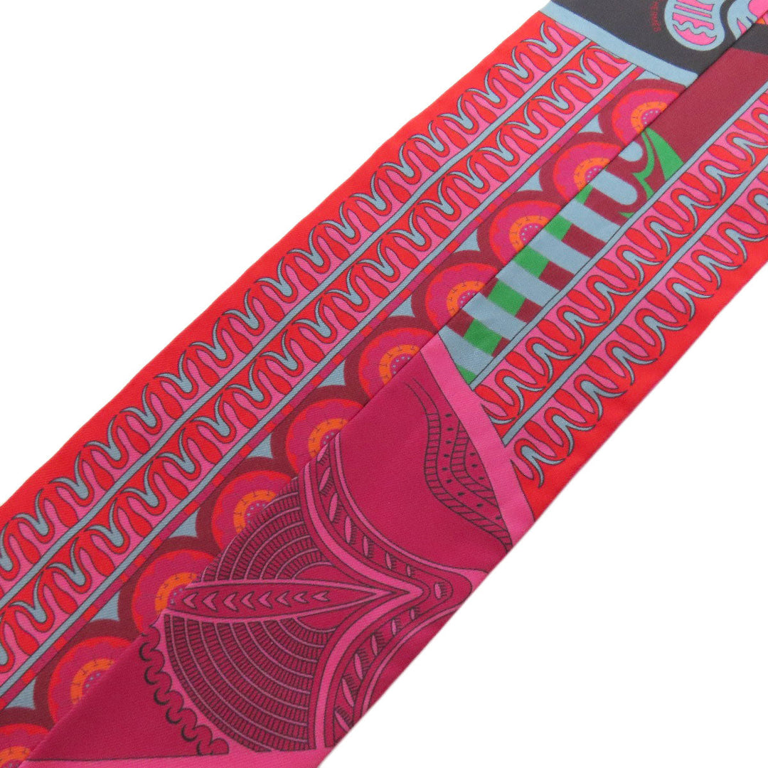 HERMES scarf silk pink Twilly Women Used Authentic