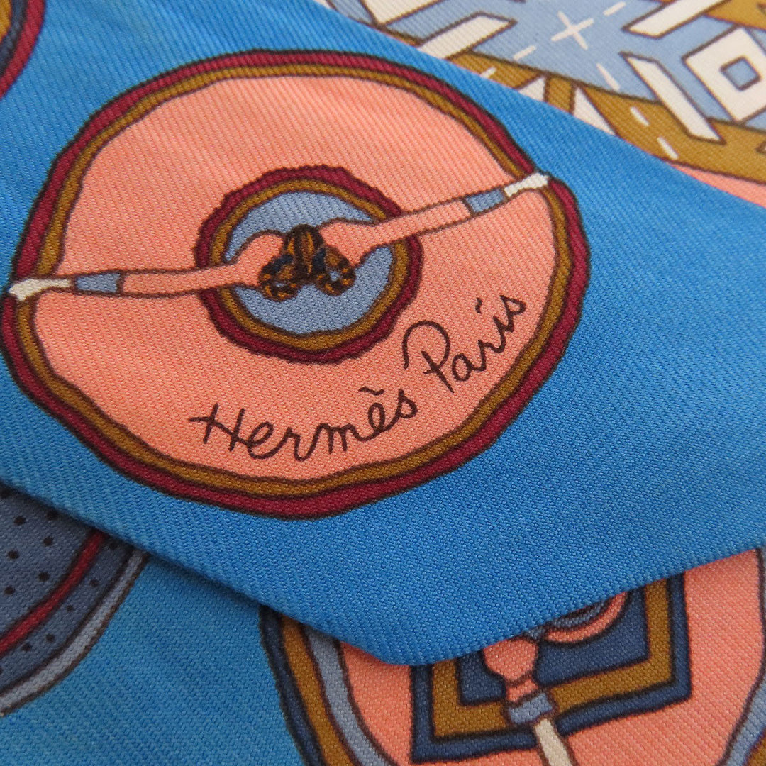 HERMES scarf silk blue Twilly Women Used Authentic