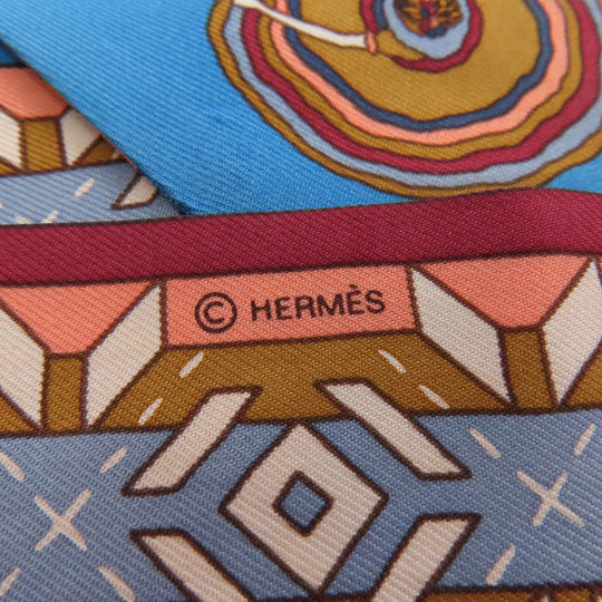 HERMES scarf silk blue Twilly Women Used Authentic