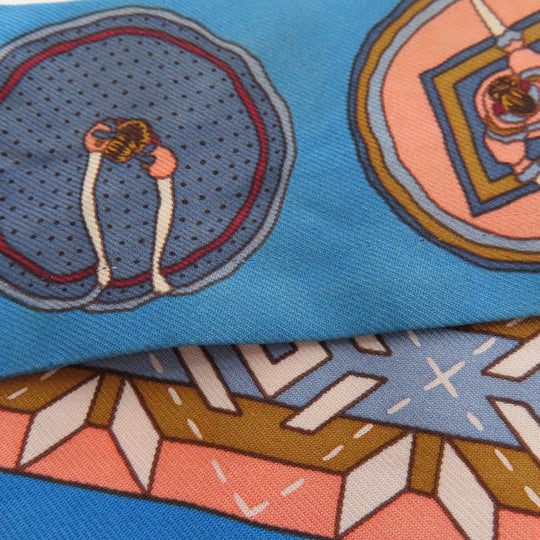 HERMES scarf silk blue Twilly Women Used Authentic
