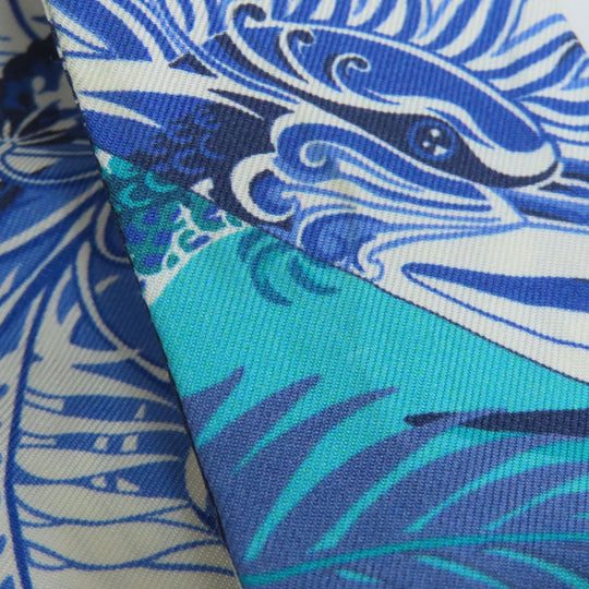 HERMES scarf silk blue Twilly Women Used Authentic