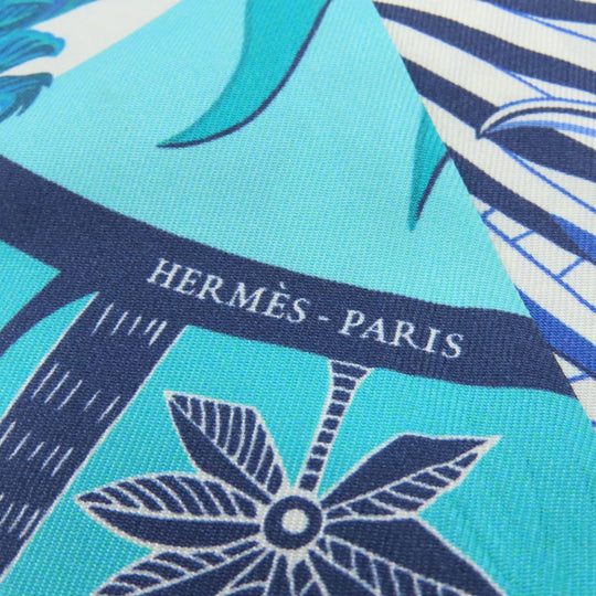 HERMES scarf silk blue Twilly Women Used Authentic