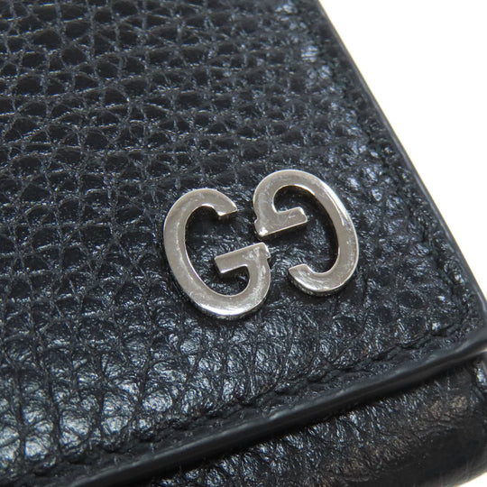 GUCCI Card Case 473923 leather black logo mens Used Authentic