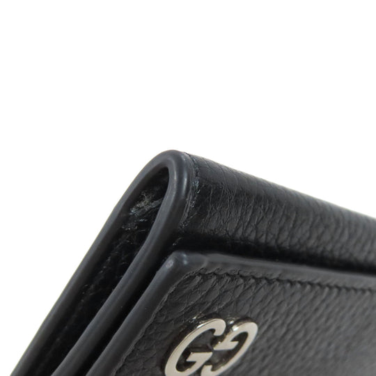 GUCCI Card Case 473923 leather black logo mens Used Authentic