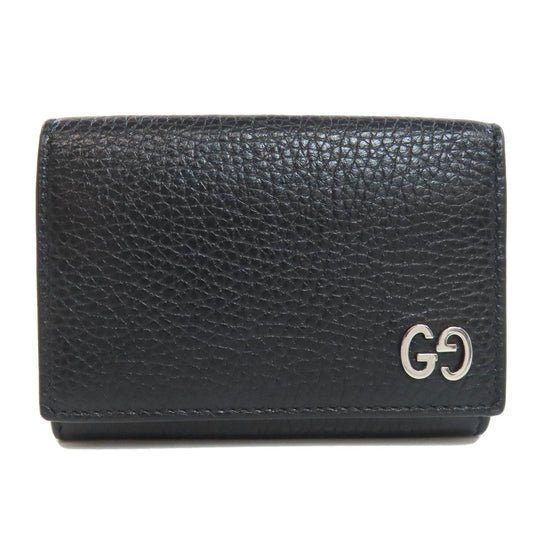 GUCCI Card Case 473923 leather black logo mens Used Authentic