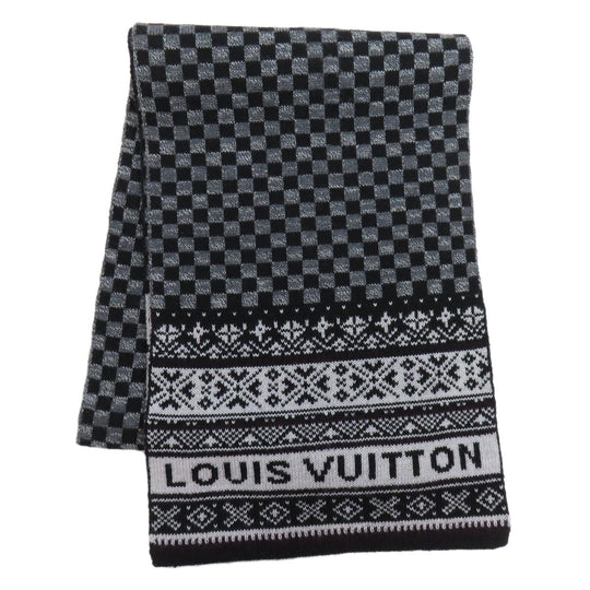 LOUIS VUITTON Scarf M72929 wool black Echarpe Flocon Women Used Authentic
