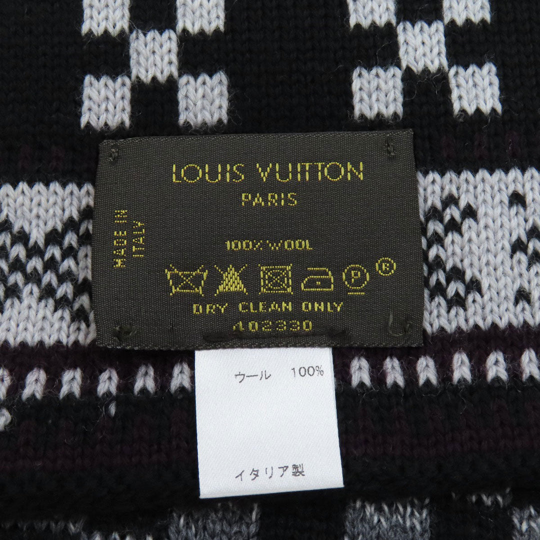 LOUIS VUITTON Scarf M72929 wool black Echarpe Flocon Women Used Authentic