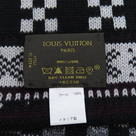 LOUIS VUITTON Scarf M72929 wool black Echarpe Flocon Women Used Authentic