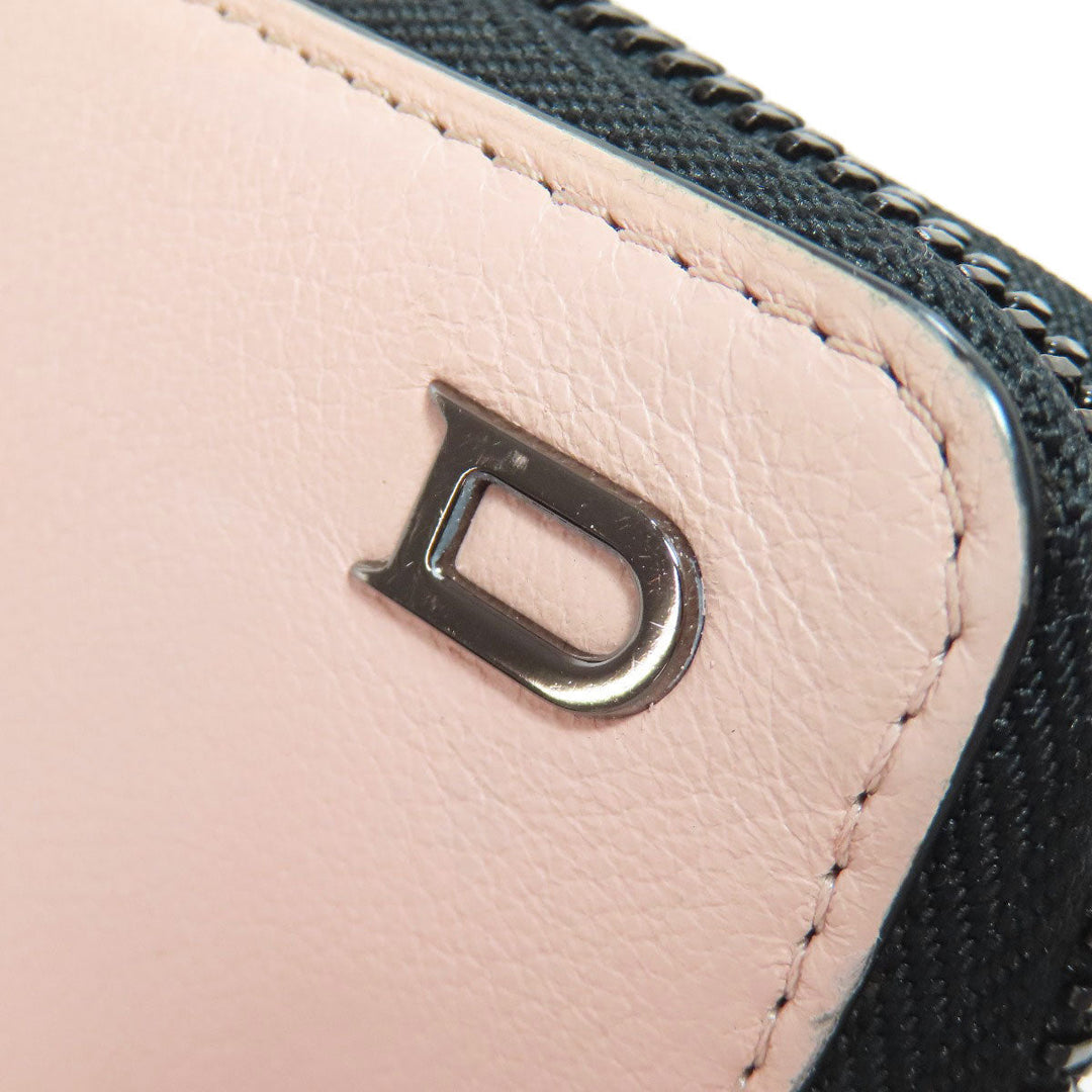 DELVAUX Long Wallet Purse leather pink logo