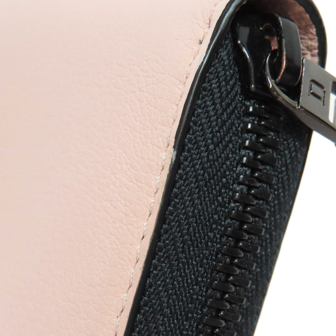 DELVAUX Long Wallet Purse leather pink logo