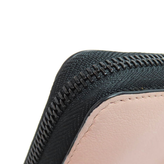 DELVAUX Long Wallet Purse leather pink logo