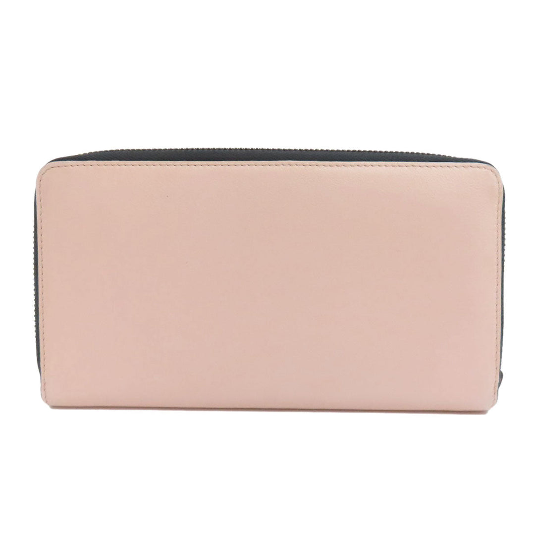 DELVAUX Long Wallet Purse leather pink logo