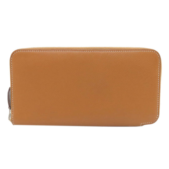 HERMES Long Wallet Purse Epsom Brown Azap Silk In Long Silver Metal