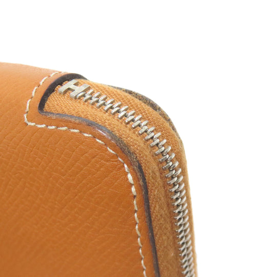 HERMES Long Wallet Purse Epsom Brown Azap Silk In Long Silver Metal