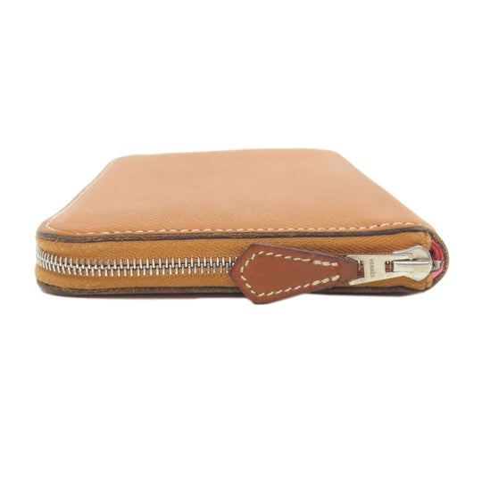 HERMES Long Wallet Purse Epsom Brown Azap Silk In Long Silver Metal