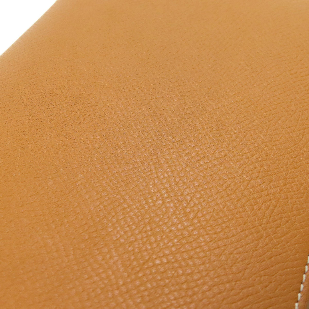 HERMES Long Wallet Purse Epsom Brown Azap Silk In Long Silver Metal