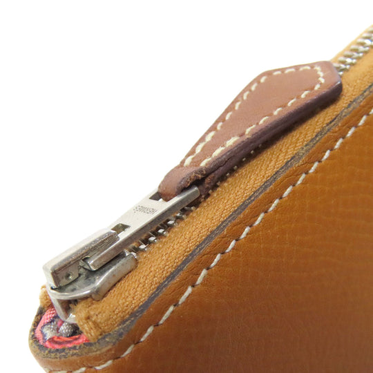 HERMES Long Wallet Purse Epsom Brown Azap Silk In Long Silver Metal
