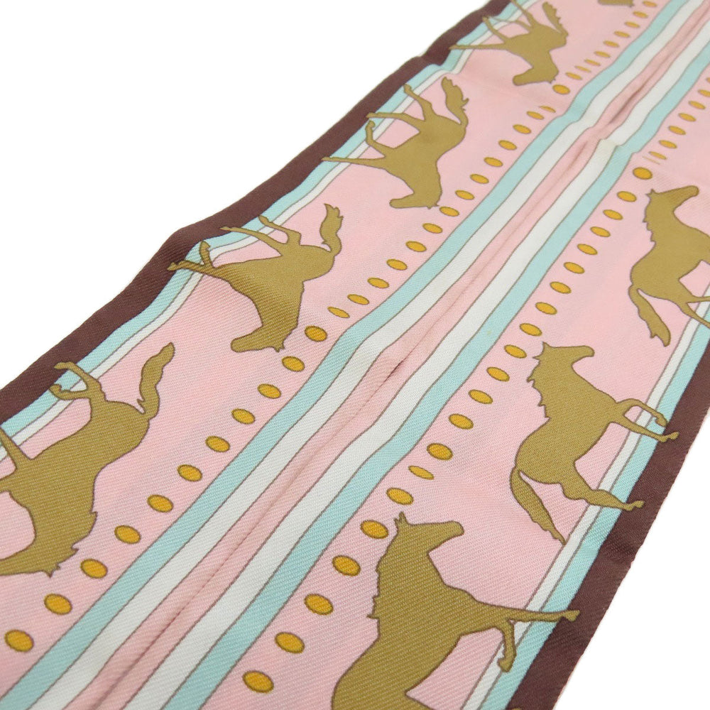 HERMES scarf silk pink Twilly Women Used Authentic