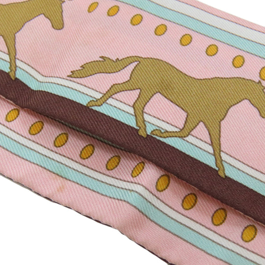 HERMES scarf silk pink Twilly Women Used Authentic