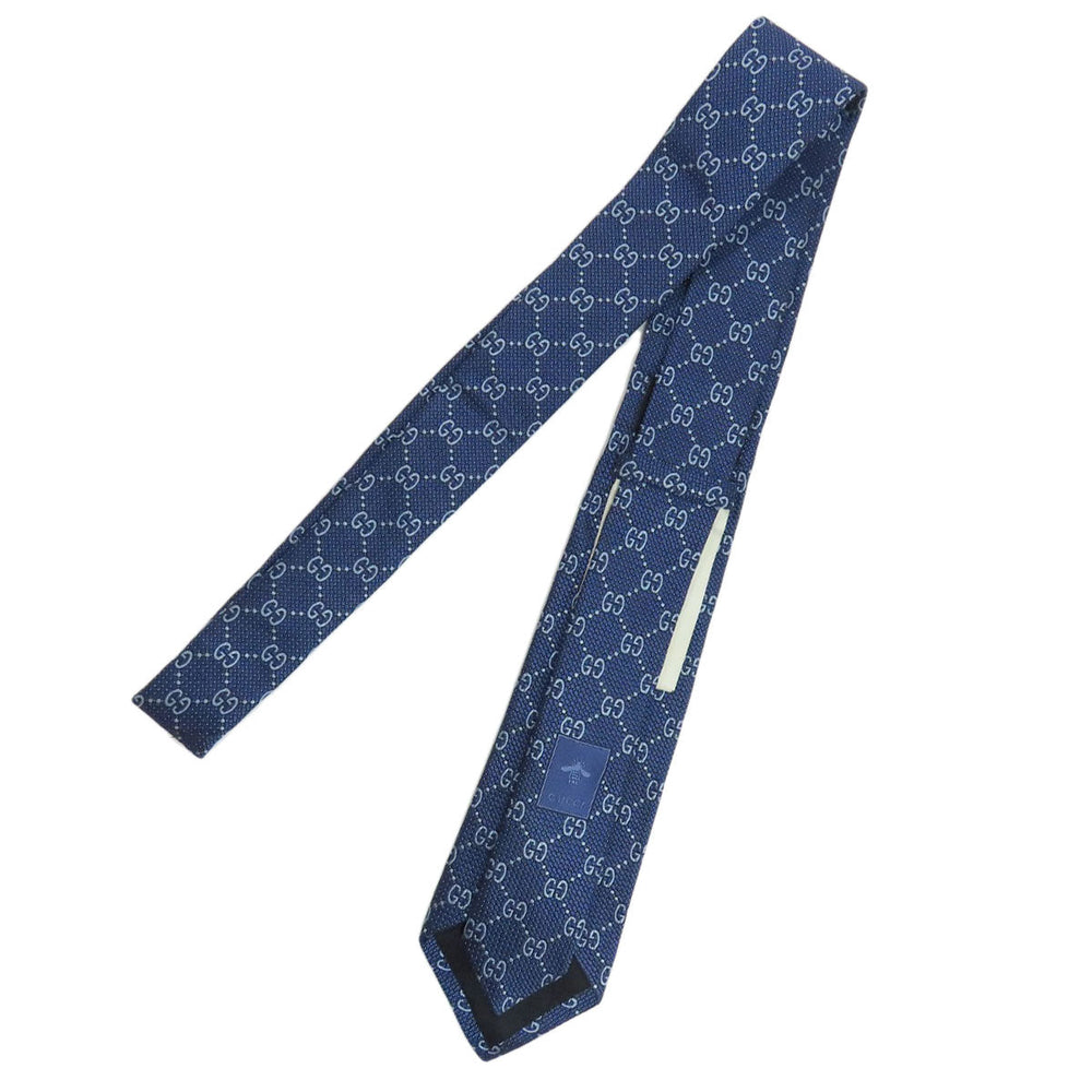 GUCCI tie 408865 silk blue GG pattern mens Used Authentic