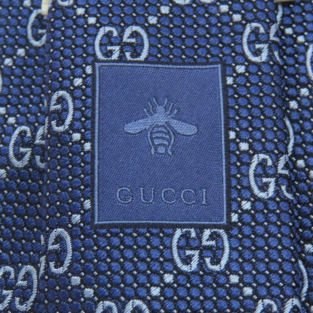GUCCI tie 408865 silk blue GG pattern mens Used Authentic