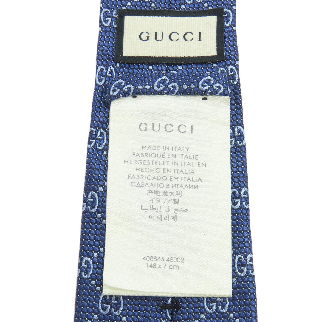 GUCCI tie 408865 silk blue GG pattern mens Used Authentic