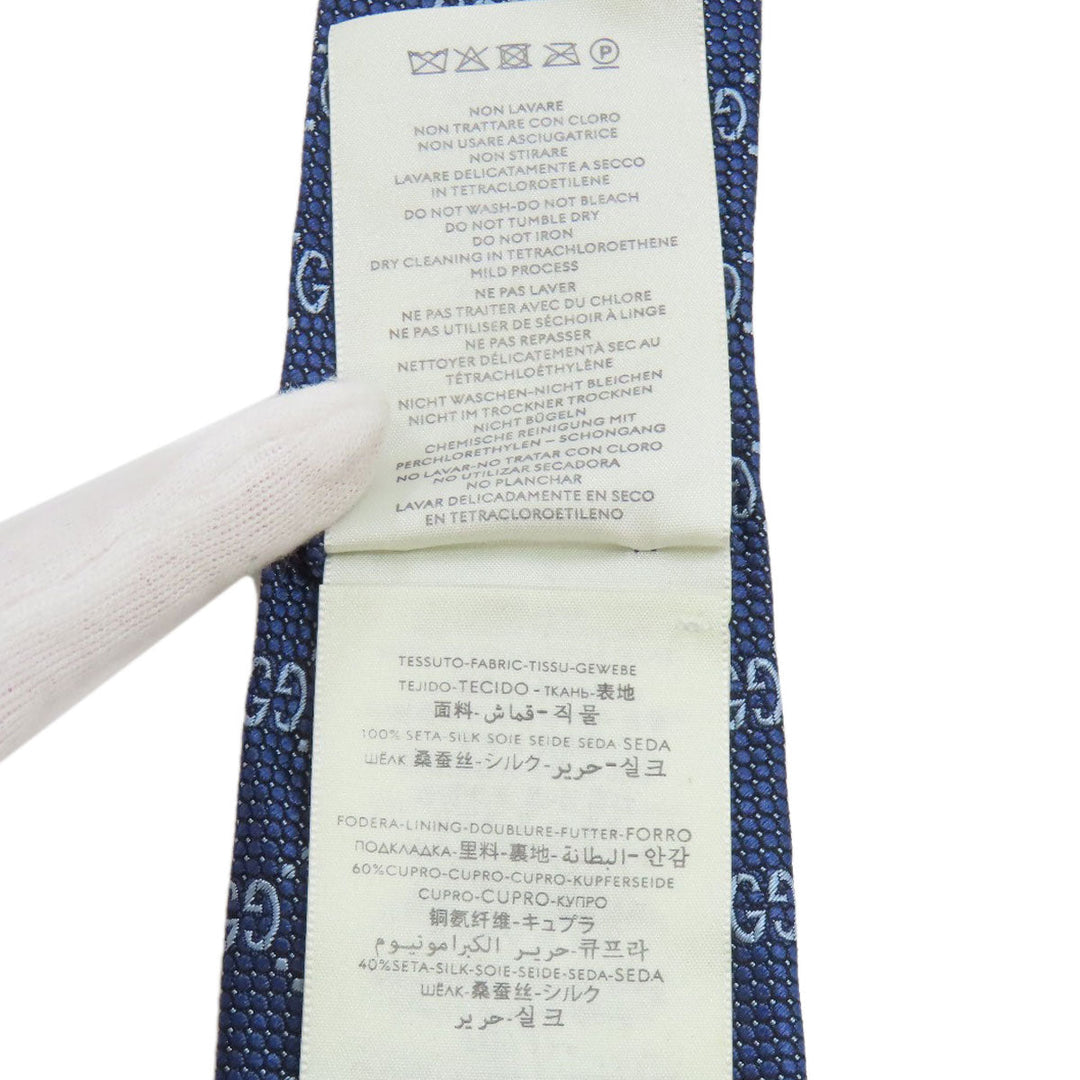 GUCCI tie 408865 silk blue GG pattern mens Used Authentic