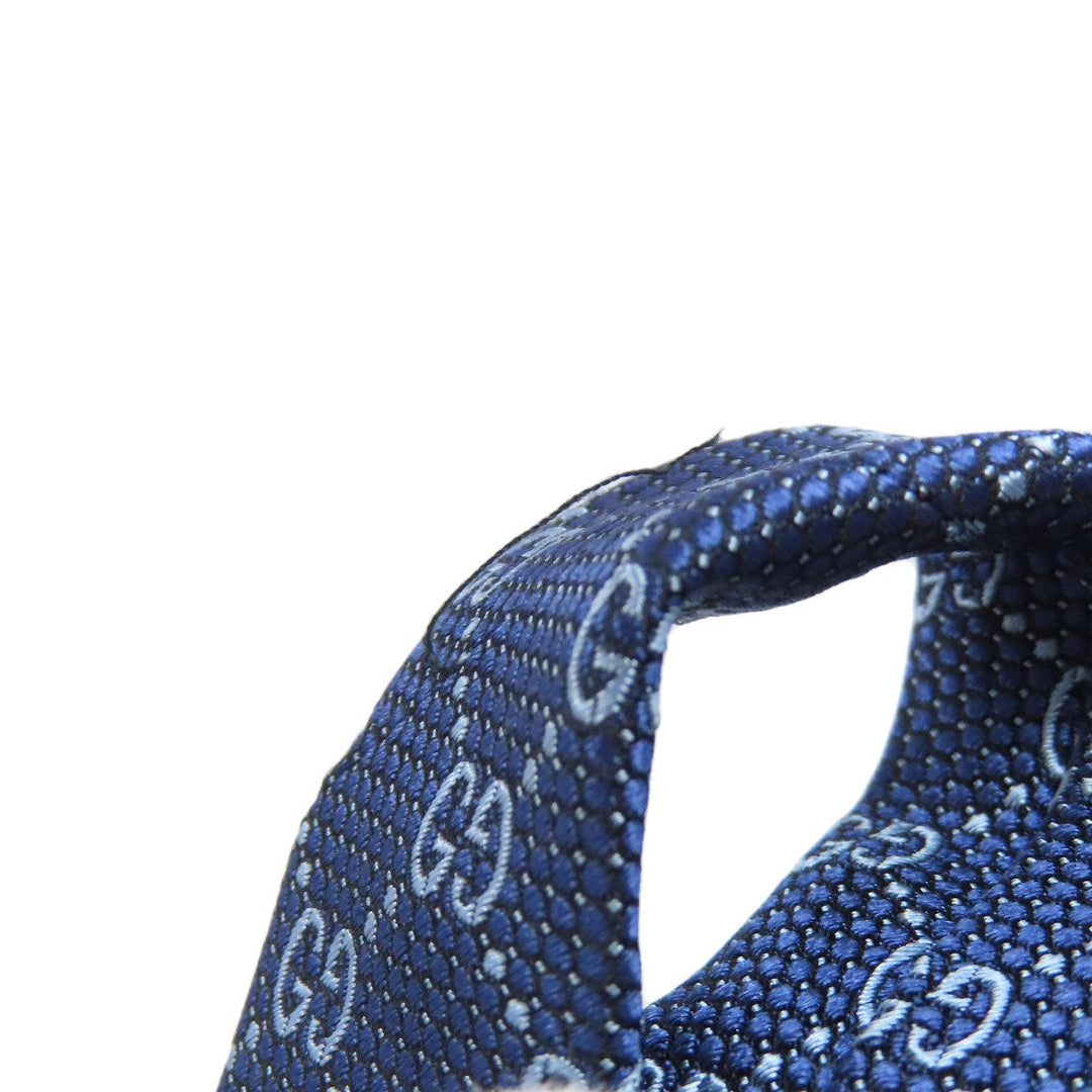 GUCCI tie 408865 silk blue GG pattern mens Used Authentic