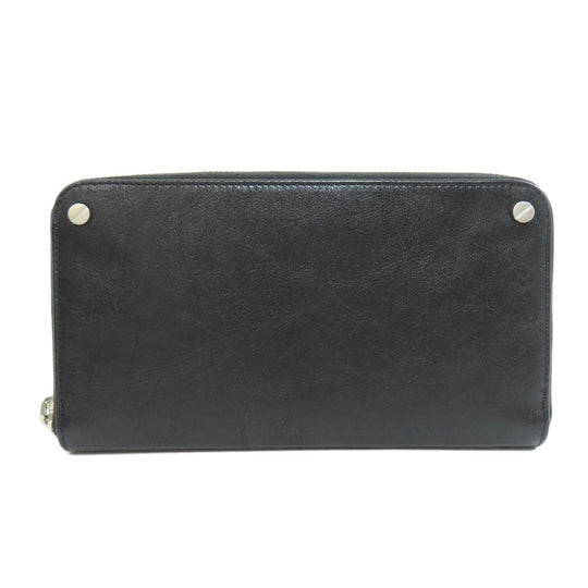 BALENCIAGA Long Wallet Purse 541996 leather black Metal motif