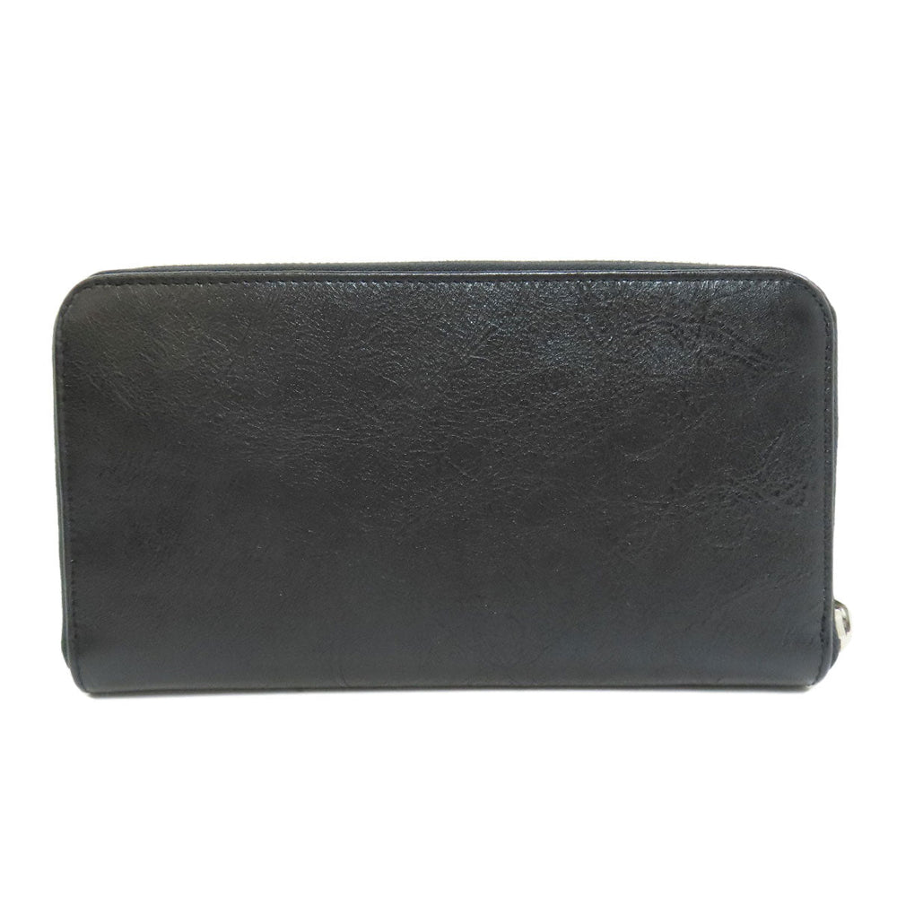 BALENCIAGA Long Wallet Purse 541996 leather black Metal motif
