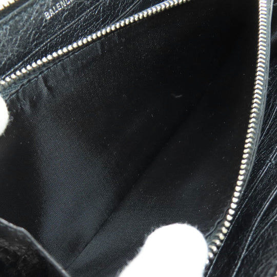 BALENCIAGA Long Wallet Purse 541996 leather black Metal motif