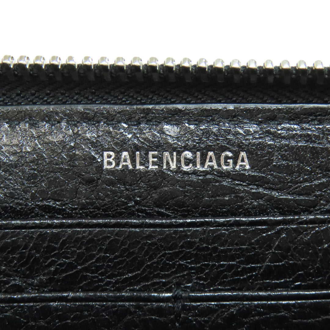 BALENCIAGA Long Wallet Purse 541996 leather black Metal motif