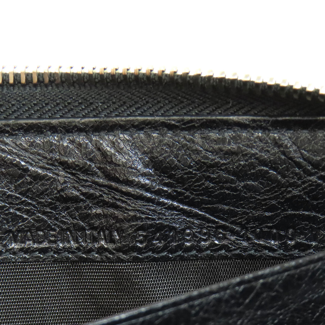 BALENCIAGA Long Wallet Purse 541996 leather black Metal motif