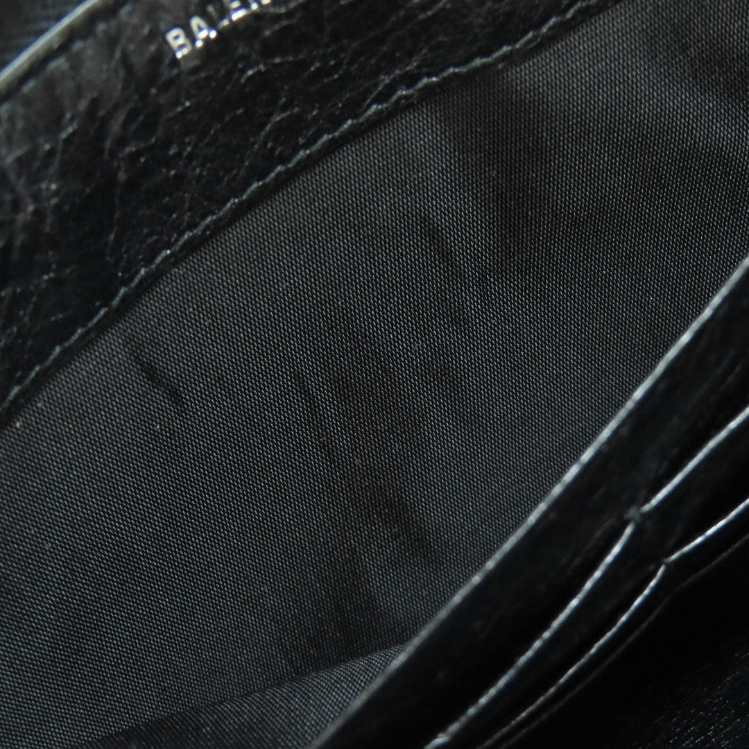 BALENCIAGA Long Wallet Purse 541996 leather black Metal motif
