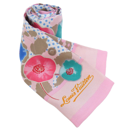 LOUIS VUITTON scarf M75214 silk pink Bando Retro Flower Women Used Authentic