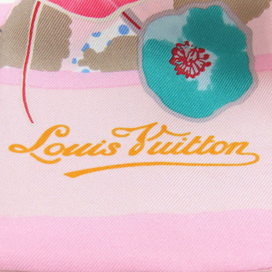 LOUIS VUITTON scarf M75214 silk pink Bando Retro Flower Women Used Authentic