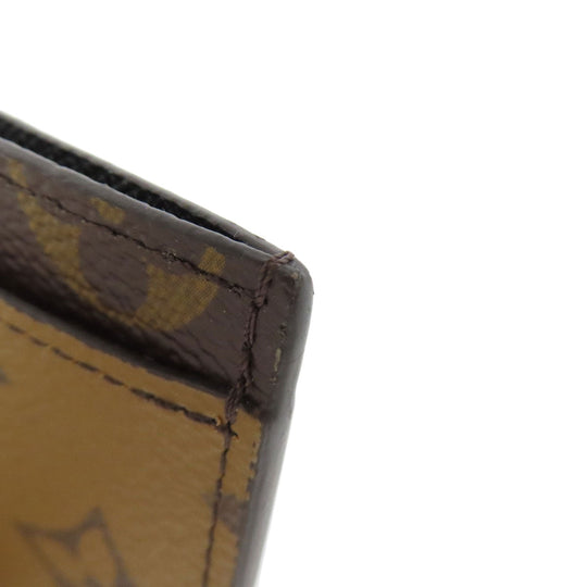 LOUIS VUITTON Card Case M69161 Monogram reverse Brown Porto cult  Simple Women Used Authentic