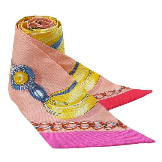 HERMES scarf silk pink Twilly Women Used Authentic